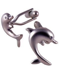 Dolphin Cufflinks by Onyx Art with Crystal Eye - Gift Boxed - Cuff Links