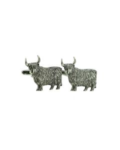 Highland Cow Cufflinks Fine English Pewter - Gift Boxed - Detailed Coo Scottish