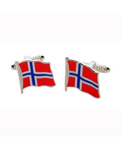 Norwegian Flag Cufflinks Onyx Art - Gift Boxed - Norway Nordic Cross Cuff Links