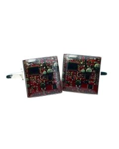Red Circuit Board Cufflinks - Gift Boxed - Geek PC Support CPU Chip Motherboard