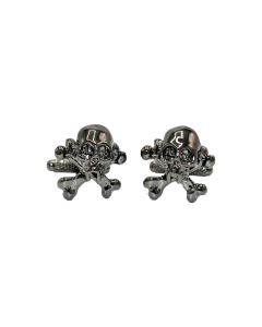 3D Pirate Cufflinks in Gun Metal - Onyx Art - Gift Boxed - Skull and Crossbones