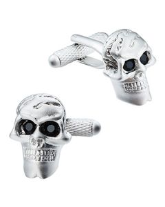Skull with Black Crystal Eyes Cufflinks - Onyx Art - Gift Boxed - Pirate Rock