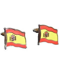 Spanish Flag Cufflinks by Onyx Art - Gift Boxed - Spain Rojigualda Cuff Links