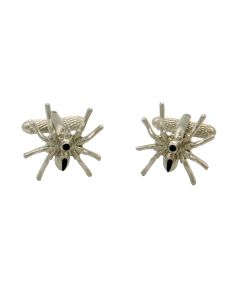 Spider Cufflinks - Onyx Art - Gift Boxed - Arachnid Arachnologist Rhodium Plated