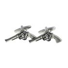 Revolver Cufflinks - Gift Boxed - English Pewter - Pistol 6-Gun Cowboy Cuff Link