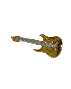 Electric Guitar Lapel Pin - Onyx Art - Gift Boxed - Gold Badge Guitarist Music Band
